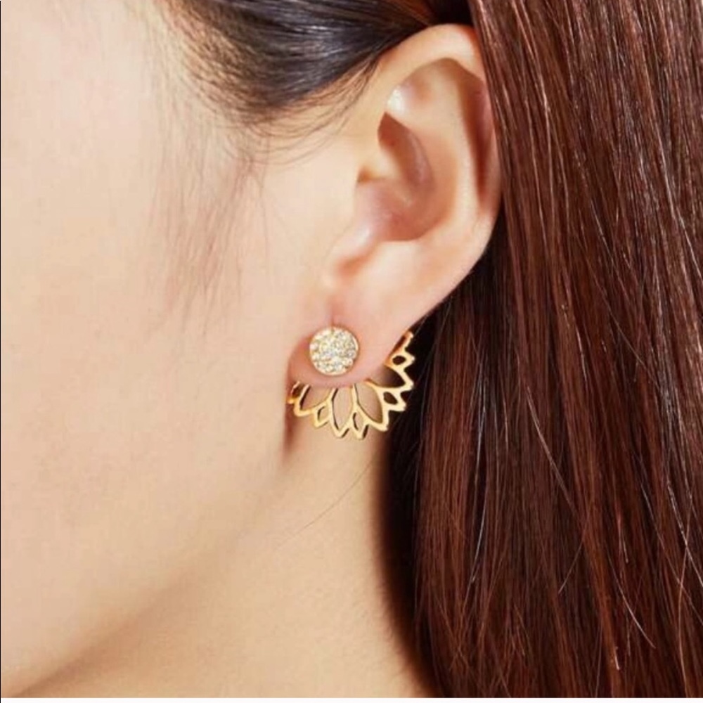 Golden Lotus Flower Earring